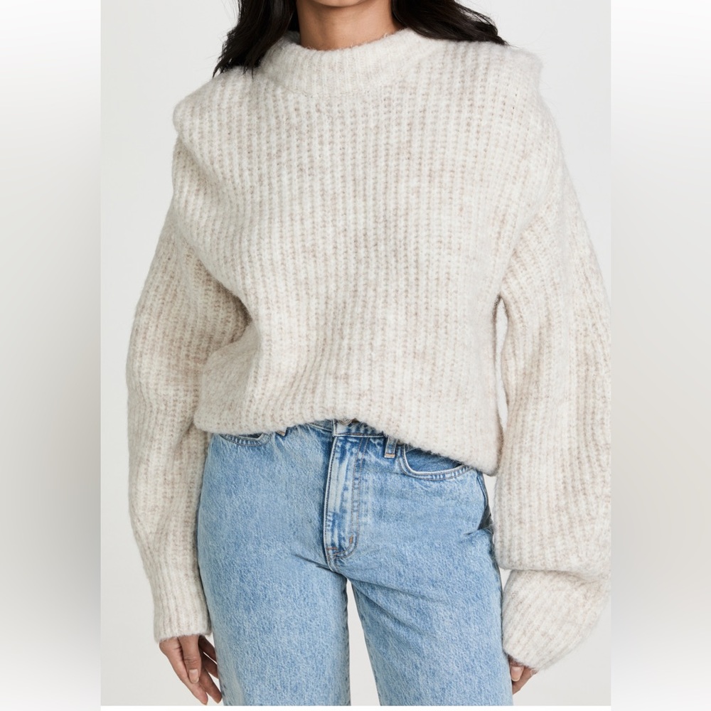 En Saison Padded Shoulder Ivory Sweater